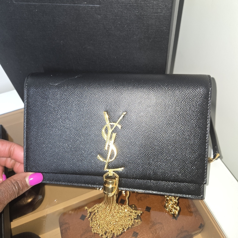 Yves Saint Laurent Black Leather Chain Bag